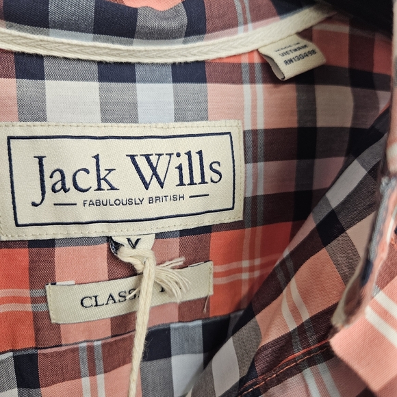 Jack Wills Plain Poplin Red White Shirt Long Sleeve Size Medium Brand NWT - Picture 4 of 10